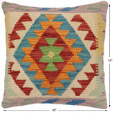 handmade Traditional Pillow Red Blue Hand-Woven SQUARE 100% WOOL Hand woven turkish pillow2' x 2'